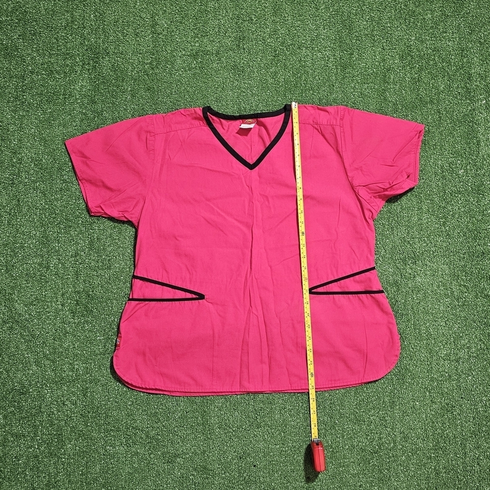 Dickies Hot Pink V-Neck Short Sleeve Top - Picture 5 of 5
